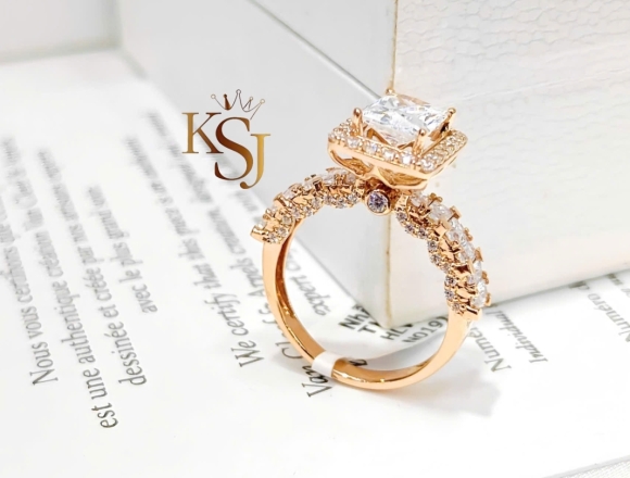 N01914 Nhẫn Đính đá vuông Rose (2)750 ni 12