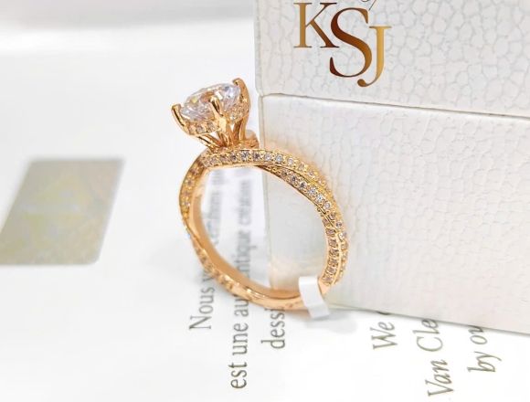 N01915 Nhẫn Đính đá tròn Rose (2)750 ni 10