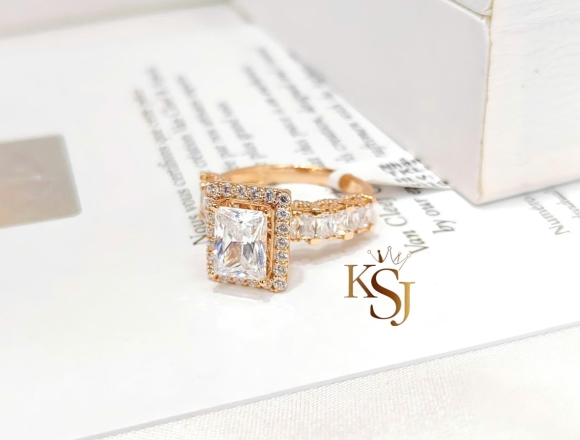 N01914 Nhẫn Đính đá vuông Rose (2)750 ni 12