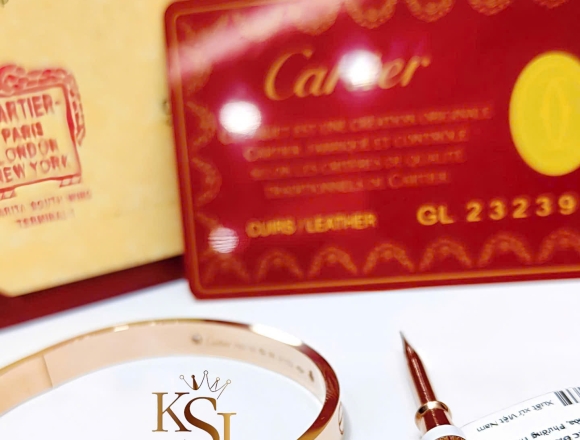 V01112 Vòng Cartier bảng 6li 1vít 1hột (1:1)750 số 16 