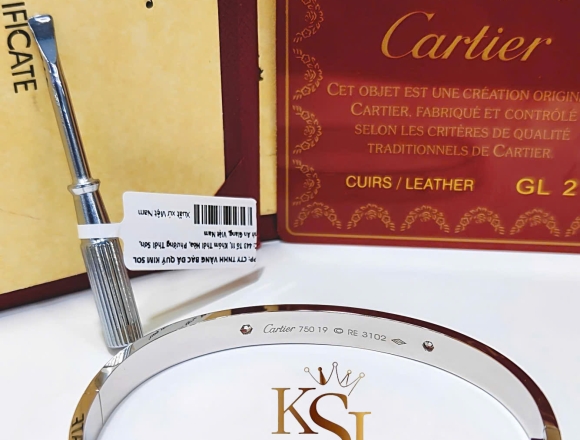 V01123 Vòng Cartier bảng 6li 1vít 1hột (1:1)750 số 19