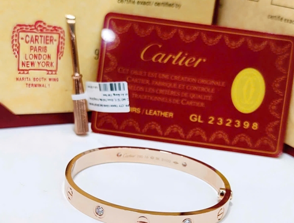 V01112 Vòng Cartier bảng 6li 1vít 1hột (1:1)750 số 16 