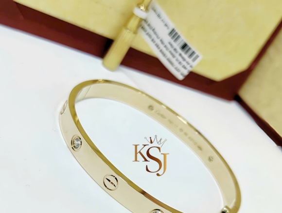 V01059 Vòng Cartier bảng 6li 1vít 1hột "Gold"(1:1)750 số 18
