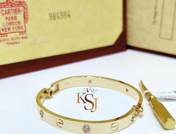 V00942 Vòng Tay Cartier 1vít 1hột Gold (1:1)750 số 14 "2 khóa vít"