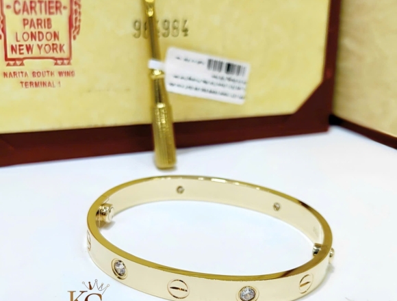 V00942 Vòng Tay Cartier 1vít 1hột Gold (1:1)750 số 14 "2 khóa vít"