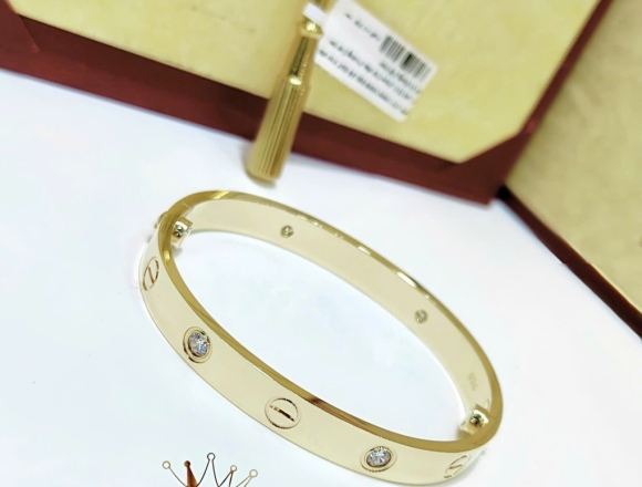 V00942 Vòng Tay Cartier 1vít 1hột Gold (1:1)750 số 14 "2 khóa vít"