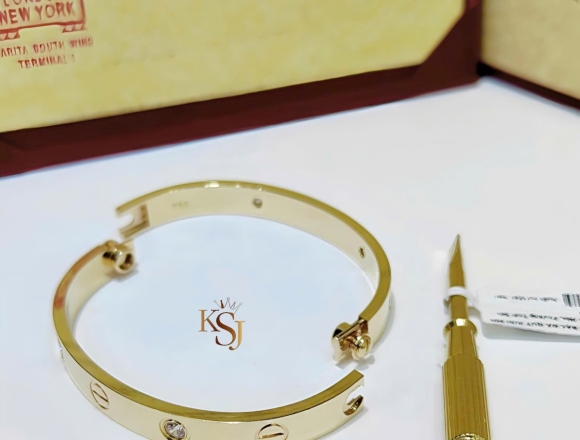 V00942 Vòng Tay Cartier 1vít 1hột Gold (1:1)750 số 14 "2 khóa vít"