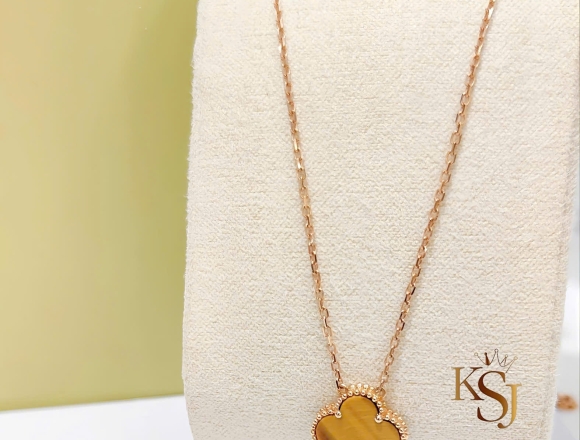 D01137 Dây chuyền VCA 12mm vàng hổ phách (1:1)750