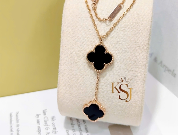 D02519 Dây chuyền VCA Đen 2 tầng (HK)750