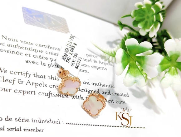 B02222 Bông Tai VCA 9mm ánh hồng (1:1)750