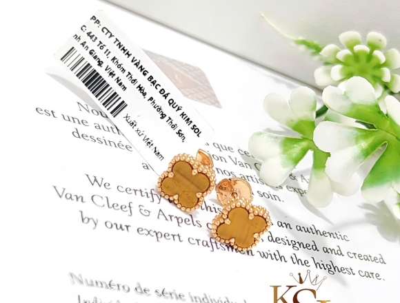 B02315 Bông Tai VCA 9mm vàng hổ phách (1:1)750