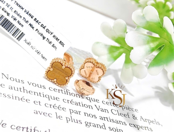 B02315 Bông Tai VCA 9mm vàng hổ phách (1:1)750