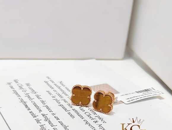 B01316 Bông Tai VCA 12mm vàng hổ phách (1:1)750