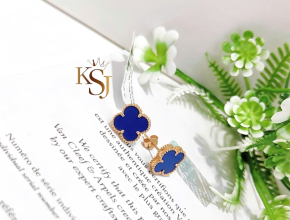 B00907  Bông Tai VCA 12mm xanh coban (1:1)750