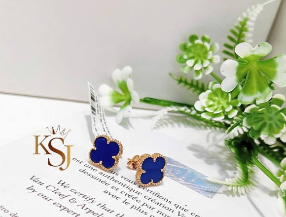 B00907  Bông Tai VCA 12mm xanh coban (1:1)750