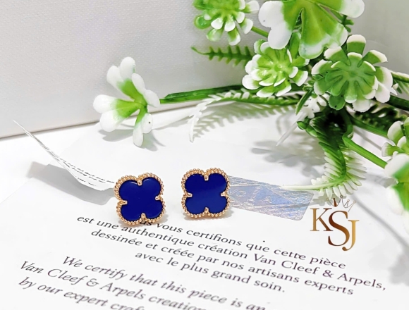 B00907  Bông Tai VCA 12mm xanh coban (1:1)750