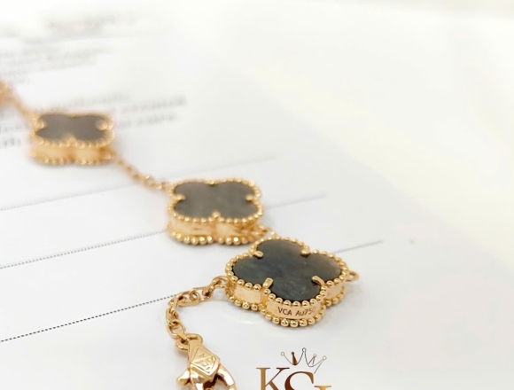 L00539 Lắc tay VCA xà cừ xám 12mm (1:1)750